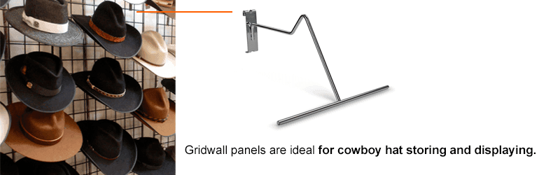 Gridwall panels are ideal for cowboy hat storing and displaying