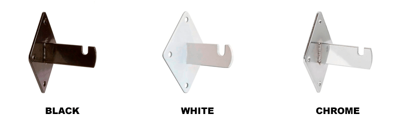 3 colors of wall brackets are available: black, white, and chrome